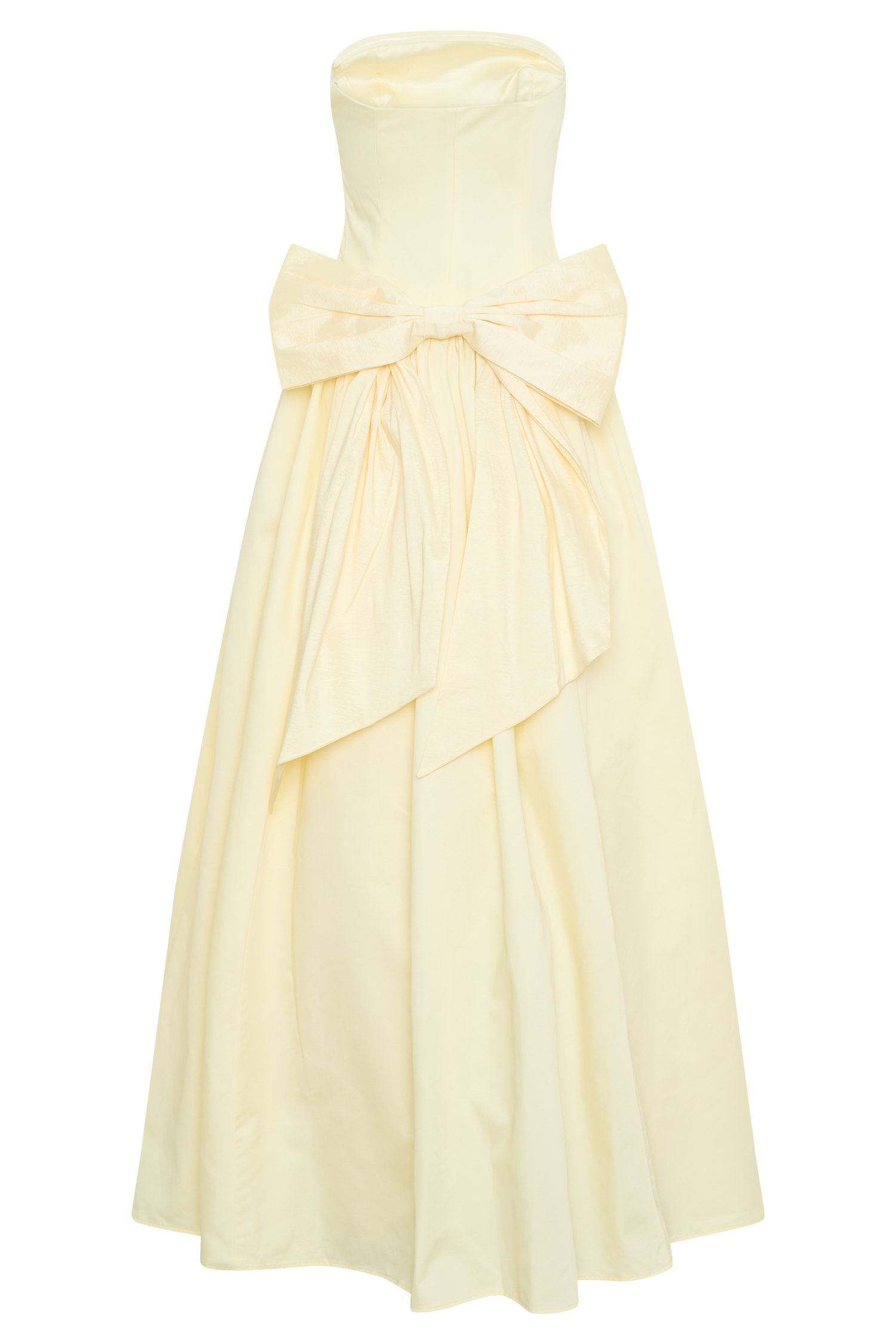 Frances Strapless Bow Maxi Dress - Lemon