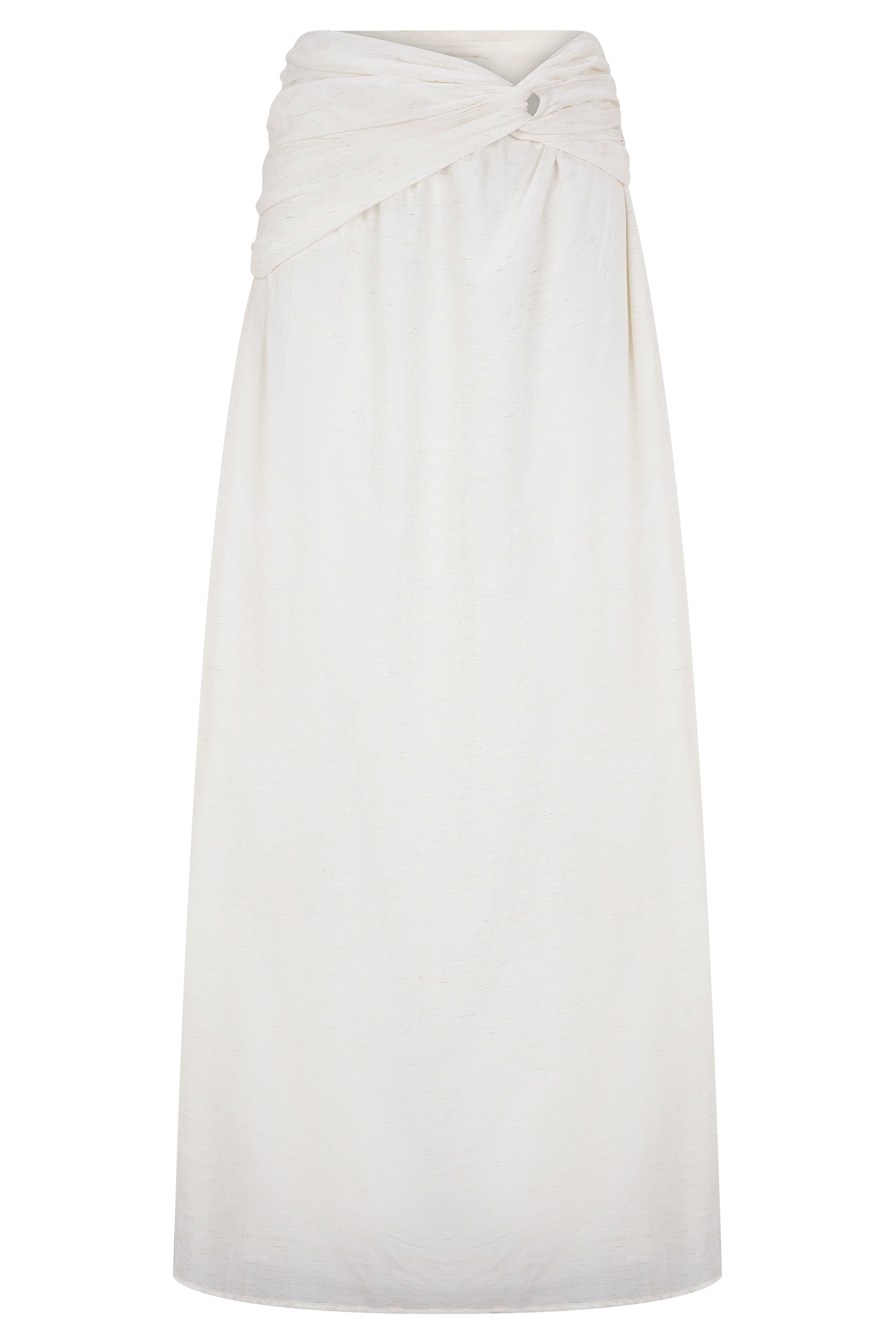 Scottie Gathered Linen Knot Maxi Skirt - Oat Marle