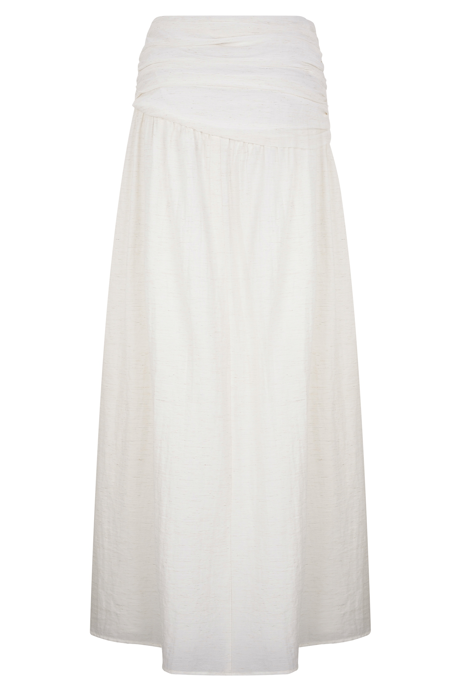 Scottie Gathered Linen Knot Maxi Skirt - Oat Marle